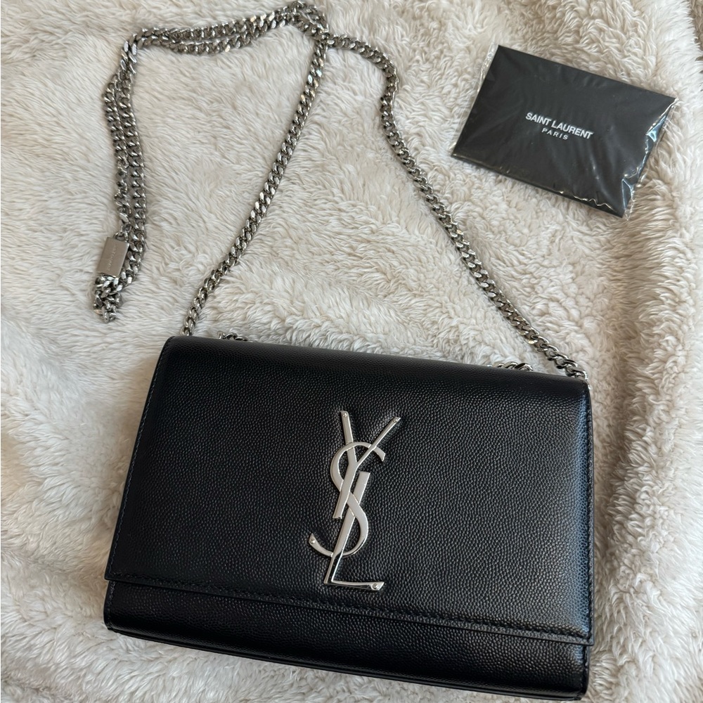 Saint Laurent textured Kate Small Bag in black